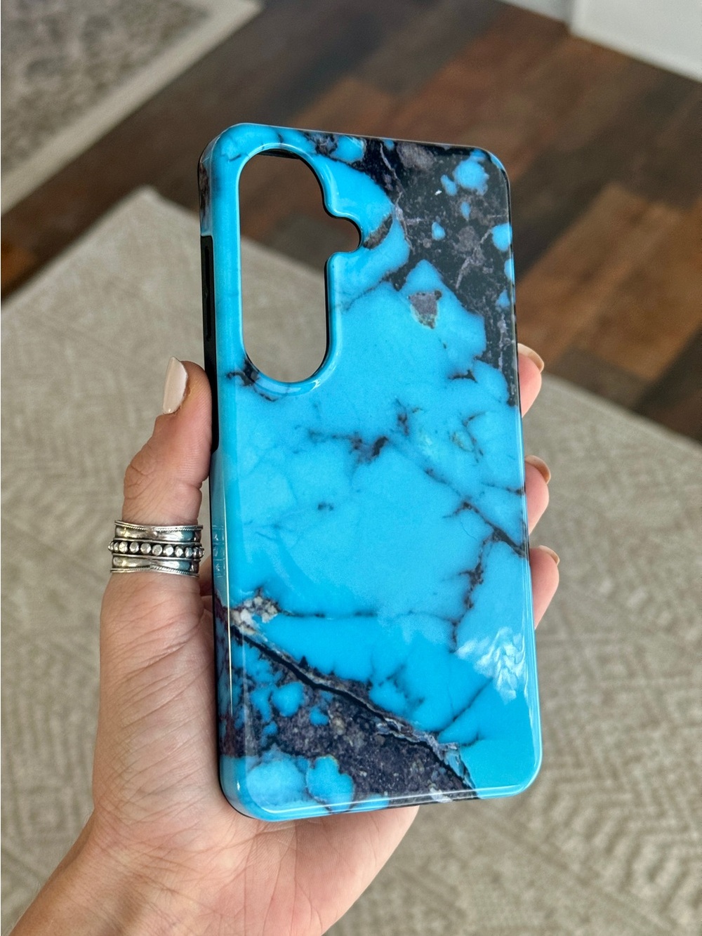 Turquoise Marble Print Protective Phone Case for Galaxy S26 with MagSafe Magnet